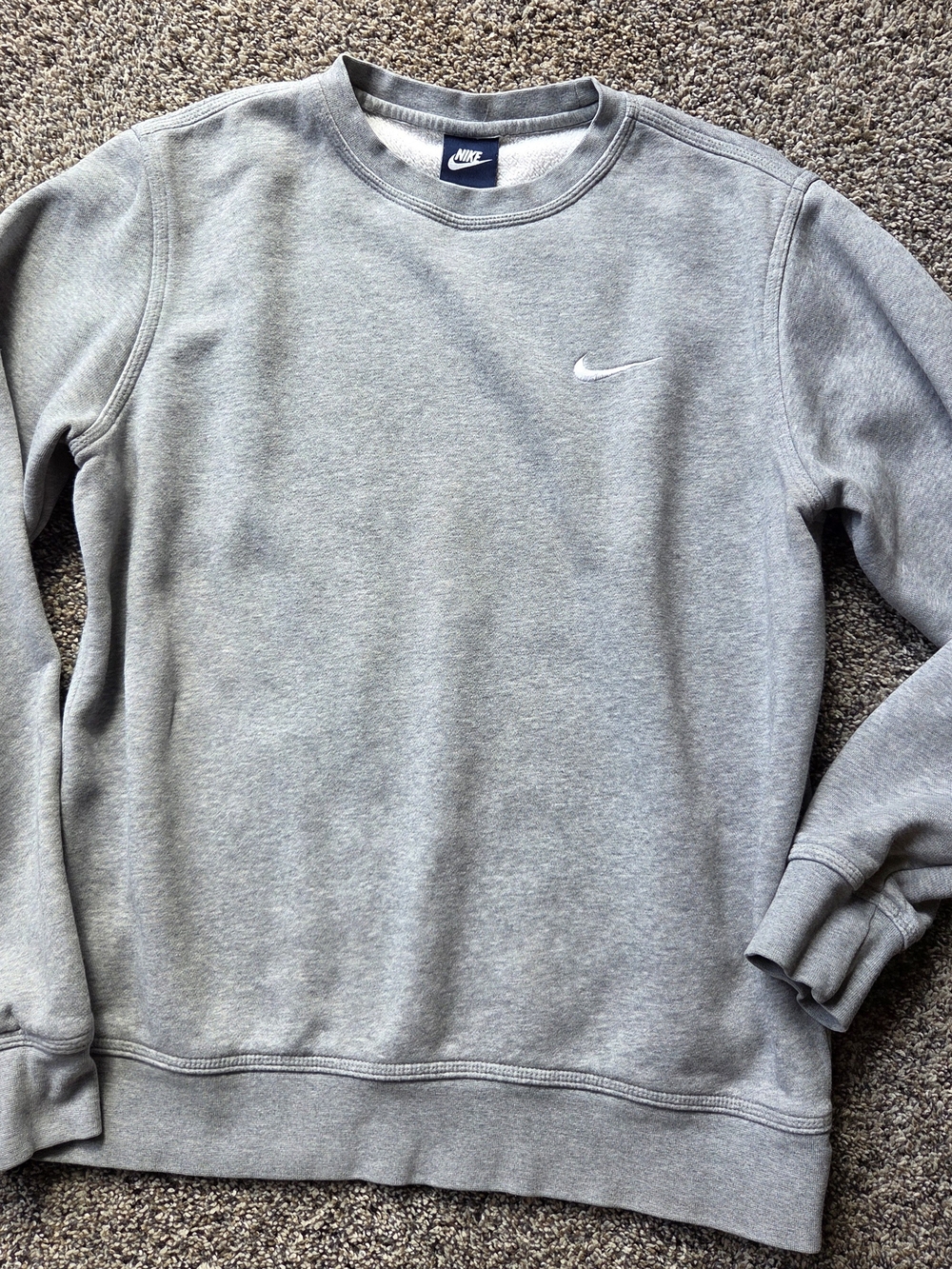 Nike Gray Crewneck Sweatshirt with Swoosh